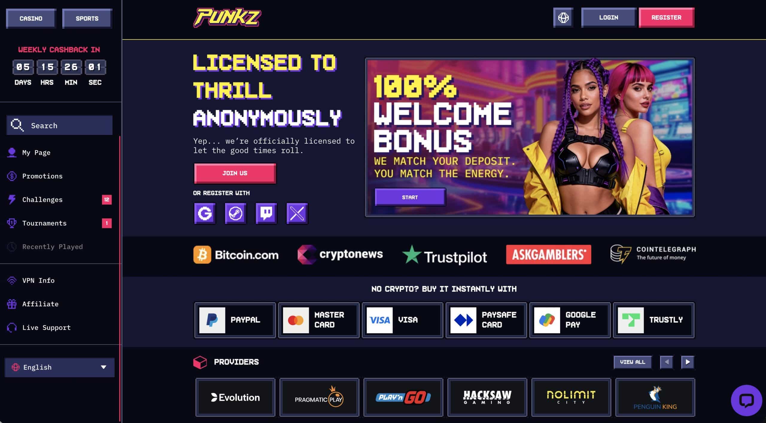 Casino Punkz USDT Casino Site